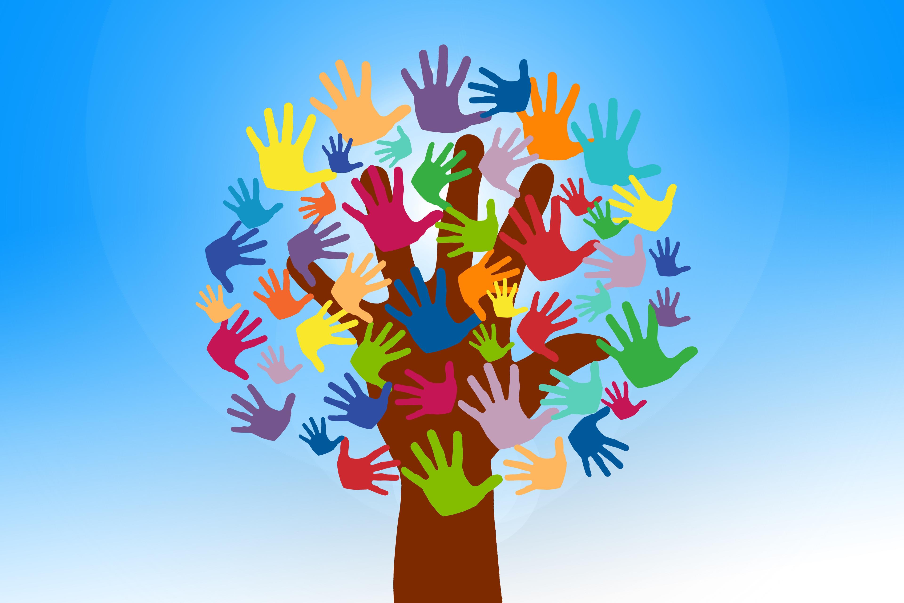 Voluntários reunidos em ação comunitária